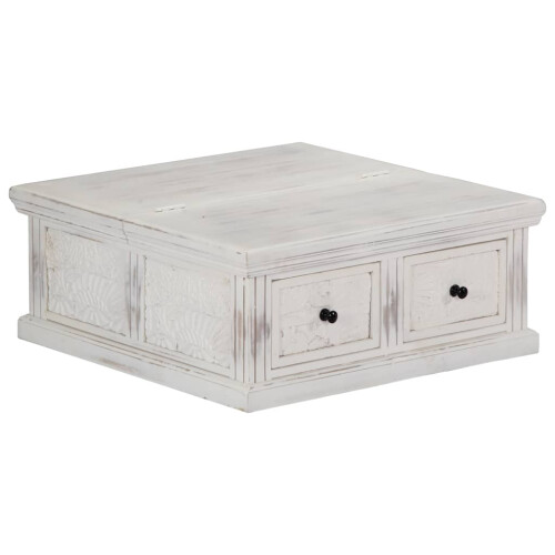 Berkfield Coffee Table White 70x70x30 cm Solid Mango Wood