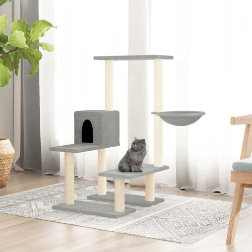 Berkfield Cat Tree with Sisal Scratching Posts Light Grey 94.5 cm