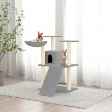 Berkfield Cat Tree with Sisal Scratching Posts Light Grey 83 cm