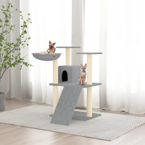 Berkfield Cat Tree with Sisal Scratching Posts Light Grey 83 cm