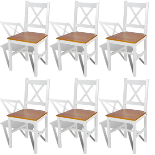 Berkfield Dining Chairs 6 pcs White Pinewood