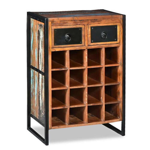 Berkfield Wine Rack for 16 Bottles Solid Reclaimed Wood