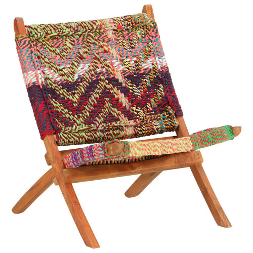 Berkfield Folding Chindi Chair Multicolours Fabric