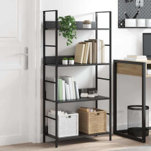 Berkfield 4-Layer Book Shelf Black 60x27.6x124.5 cm Engineered Wood