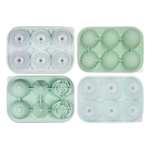Eiswürfelform mit 6 Mulden, Rosenform, flexible Eisform aus-Grün