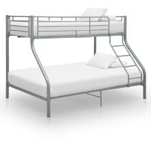 Berkfield Bunk Bed Frame without Mattress Grey Metal 140x200 cm/90x200 cm