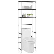 Berkfield 3-Tier Storage Rack over Toilet Black 53x28x169 cm