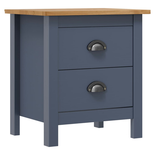 Berkfield Bedside Cabinet Hill Grey 46x35x49.5 cm Solid Pine Wood