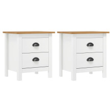 Berkfield Bedside Cabinet Hill 2 pcs White 46x35x49.5 cm Solid Pine Wood