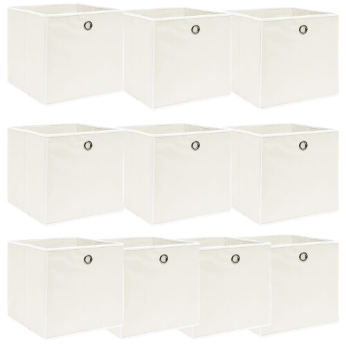 Berkfield Storage Boxes 10 pcs White 32x32x32 cm Fabric
