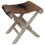 Berkfield Folding Stool Goatskin Leather and Solid Teak Wood 1