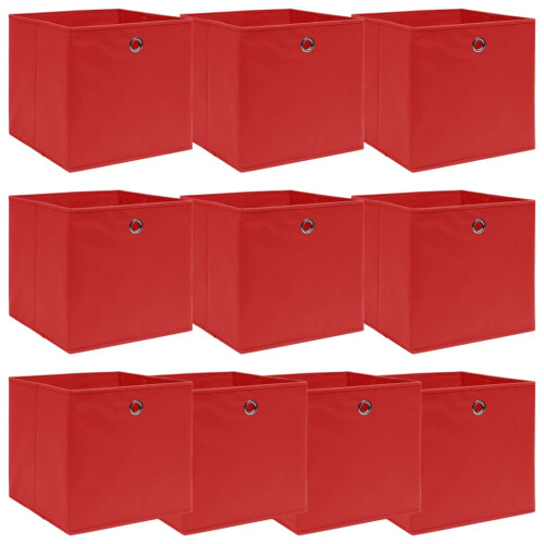 Berkfield Storage Boxes 10 pcs Red 32x32x32 cm Fabric