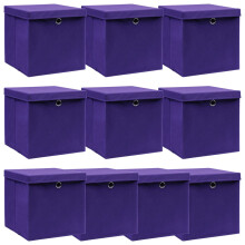 Berkfield Storage Boxes with Lids 10 pcs Purple 32x32x32 cm Fabric