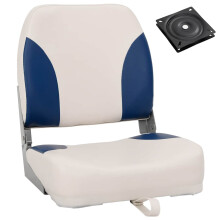 Berkfield Foldable Boat Seat 1 Set with Blue-white Pillow