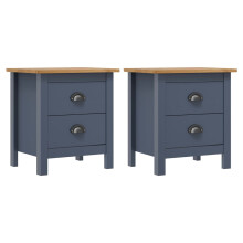 Berkfield Bedside Cabinets Hill 2pcs Grey 46x35x49.5 cm Pine Wood