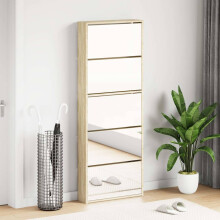 Berkfield Shoe Cabinet 5-Layer Mirror Oak 63x17x169.5 cm