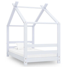Berkfield Kids Bed Frame White Solid Pine Wood 70x140 cm