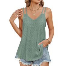 Casual Spaghetti Strap Cami Dark Green L