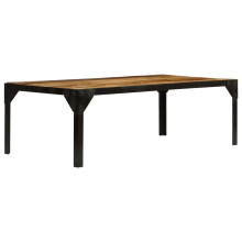 Berkfield Coffee Table Solid Rough Mango Wood and Steel 110 cm