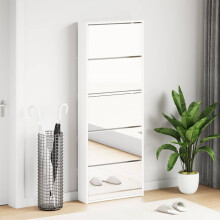 Berkfield Shoe Cabinet 5-Layer Mirror White 63x17x169.5 cm