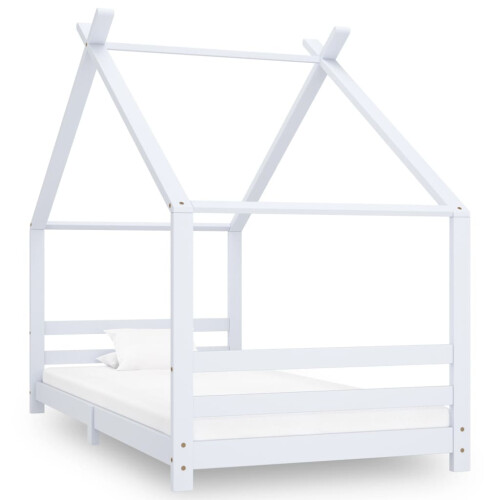 Berkfield Kids Bed Frame White Solid Pine Wood 90x200 cm
