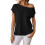 Women'S Short-Sleeved Off-Shoulder Knitted Pullover Black M 1