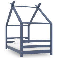 Berkfield Kids Bed Frame Grey Solid Pine Wood 80x160 cm
