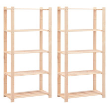 Berkfield 5-Tier Storage Racks 2 pcs 80x38x170 cm Solid Pinewood 250 kg