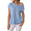 Women'S Short-Sleeved Off-Shoulder Knitted Pullover Light  L 1