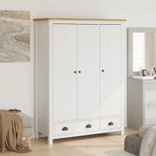 Berkfield 3-Door Wardrobe Hill White 127x50x170 cm Solid Pine Wood