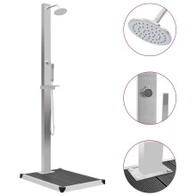 Berkfield Outdoor Shower with Tray WPC Stainless Steel