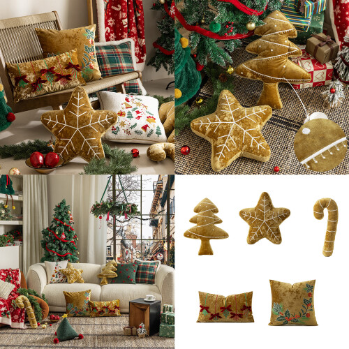 Snowflakes Embroidered Polyester Cushion Quick Releases-B2 2