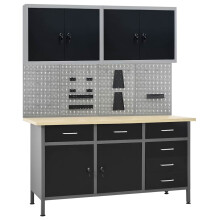 Berkfield Workbench with Four Wall Panels and Two Cabinets