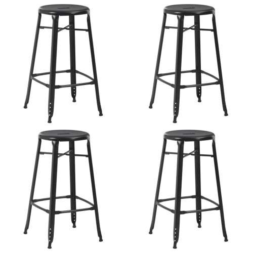 Berkfield Bar Stools 4 pcs Black Steel