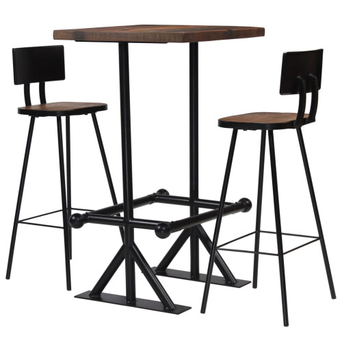 Berkfield Bar Set 3 Piece Solid Reclaimed Wood
