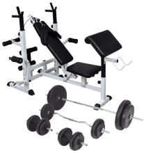 Berkfield Weight Bench with Weight Rack, Barbell and Dumbbell Set 90 kg
