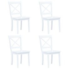 Berkfield Dining Chairs 4 pcs White Solid Rubber Wood