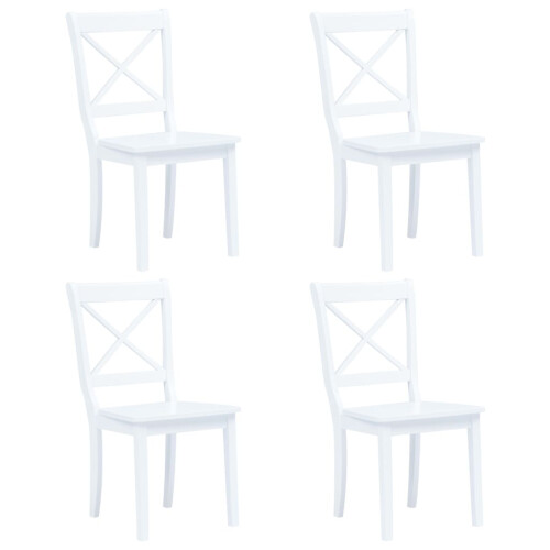 Berkfield Dining Chairs 4 pcs White Solid Rubber Wood