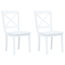 Berkfield Dining Chairs 2 pcs White Solid Rubber Wood