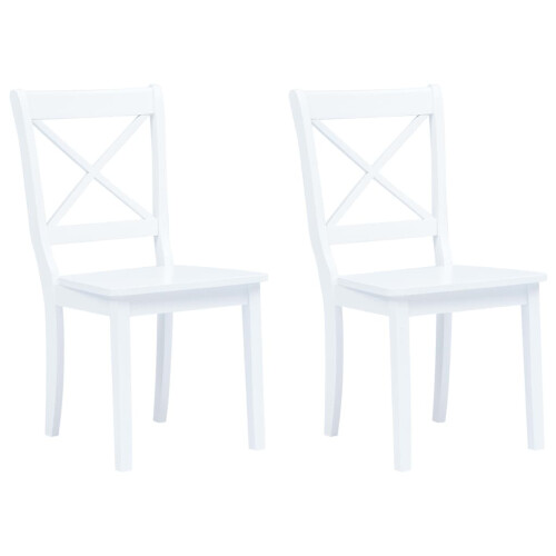 Berkfield Dining Chairs 2 pcs White Solid Rubber Wood