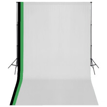 Berkfield Photo Studio Kit with 3 Cotton Backdrops Adjustable Frame 3x5m