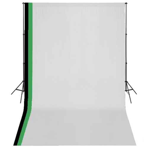 Berkfield Photo Studio Kit with 3 Cotton Backdrops Adjustable Frame 3x5m