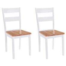 Berkfield Dining Chairs 2 pcs White Solid Rubber Wood