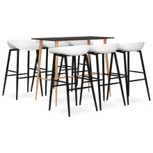Berkfield 7 Piece Bar Set Black and White