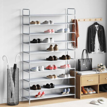 Berkfield Shoe Rack with 10 Shelves Metal and Non-woven Fabric Silver