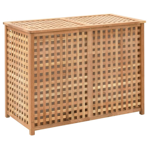 Berkfield Laundry Bin 87.5x46x67 cm Solid Walnut Wood