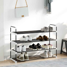 Berkfield Shoe Rack with 4 Shelves Metal and Plastic Black