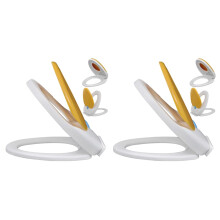 Berkfield Toilet Seats with Soft Close Lids 2pcs Plastic White and Yellow