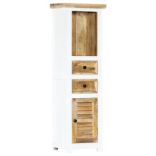 Berkfield Highboard White and Brown 40x30x128 cm Solid Rough Mango Wood
