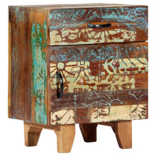 Berkfield Hand Carved Bedside Cabinet 40x30x50 cm Solid Reclaimed Wood